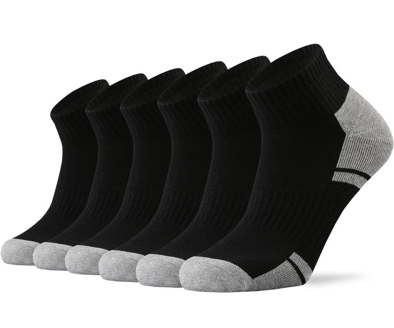 Ortis Low Cut Quarter Socks for Men Cotton Cushion Moisture Wicking Mesh Ventilating Running Training(Black L) - Image 1